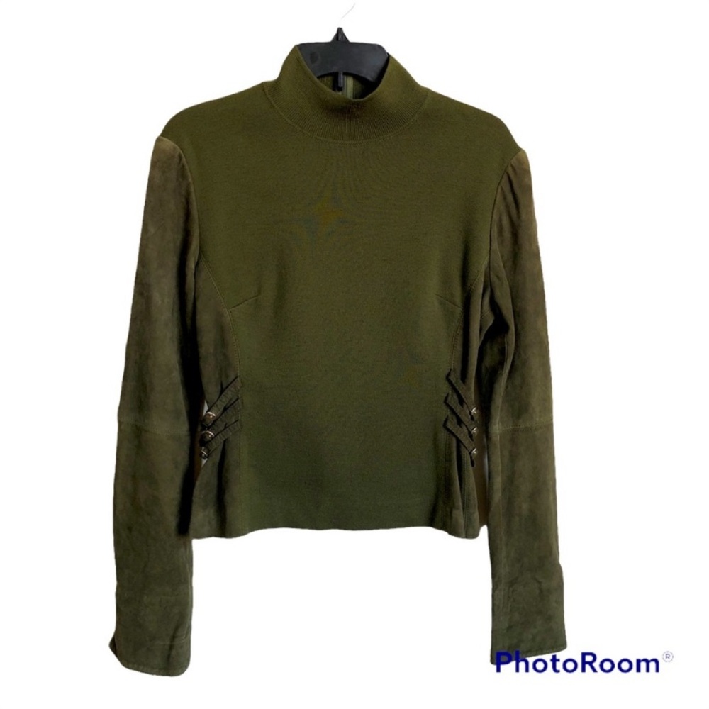 TOMASO STEFANELLI Haute Couture Wool/Genuine Suede Sweater Italy Size 46